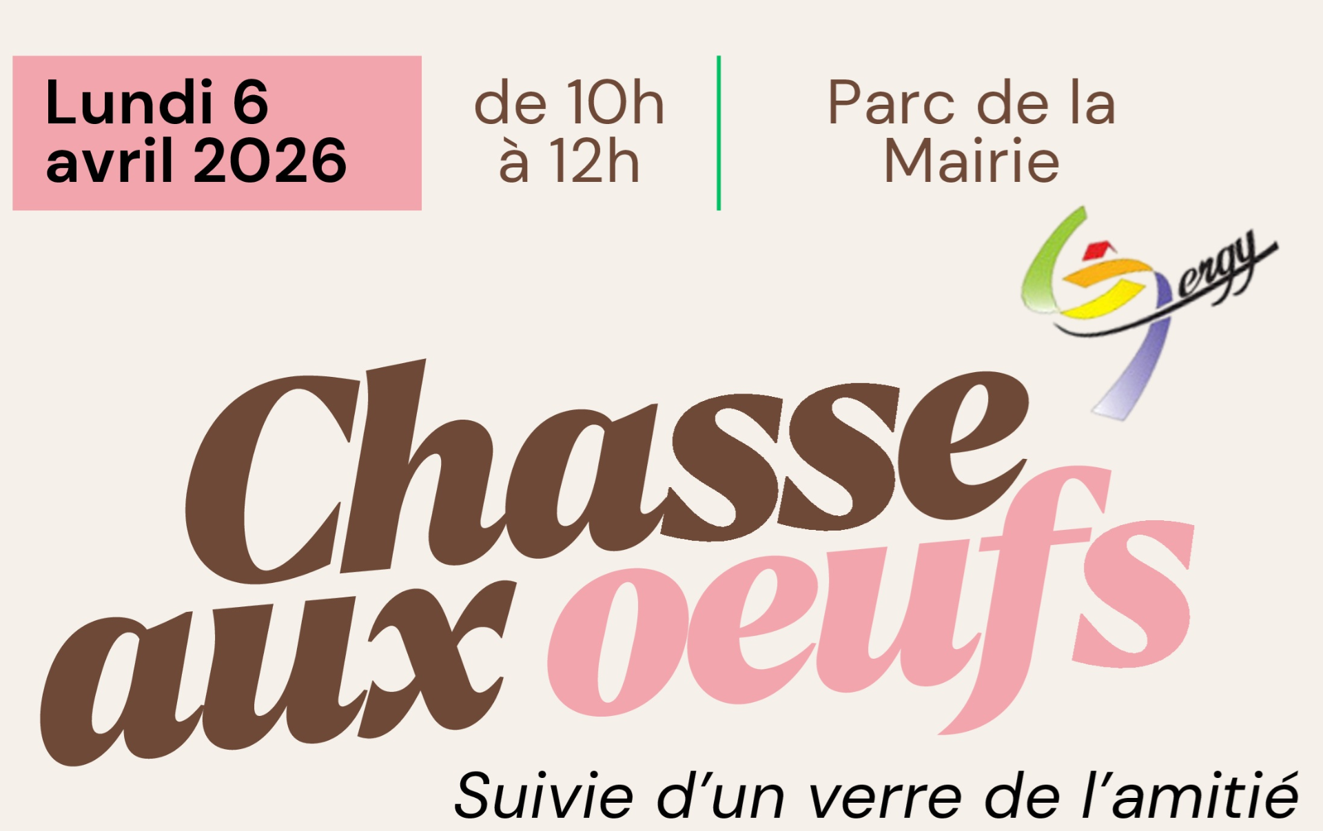 Chasse aux Œufs - 6 avril 2026 - 10h à 12h - Parc de la Mairie 